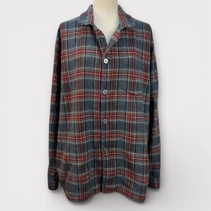 LL Bean Flannel Pajama Top Scotch Plaid Shirt Mens XL Cottagecore Boyfriend Fit